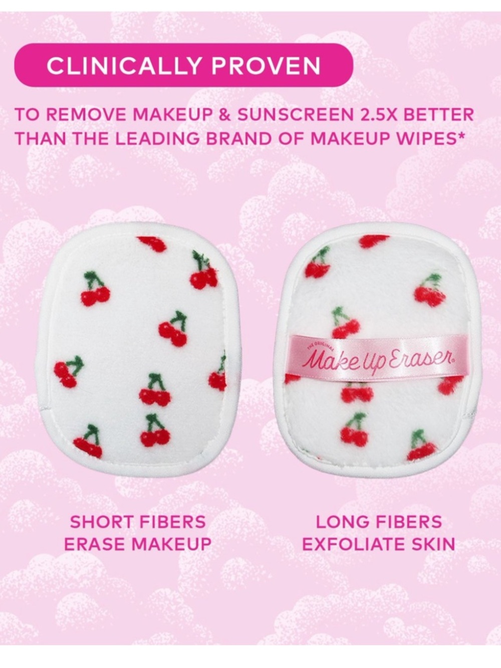 NWT - MakeUp Eraser Cherry Crush 5-Day Reusable Makeup Remover Cloths - Picture 3 of 9